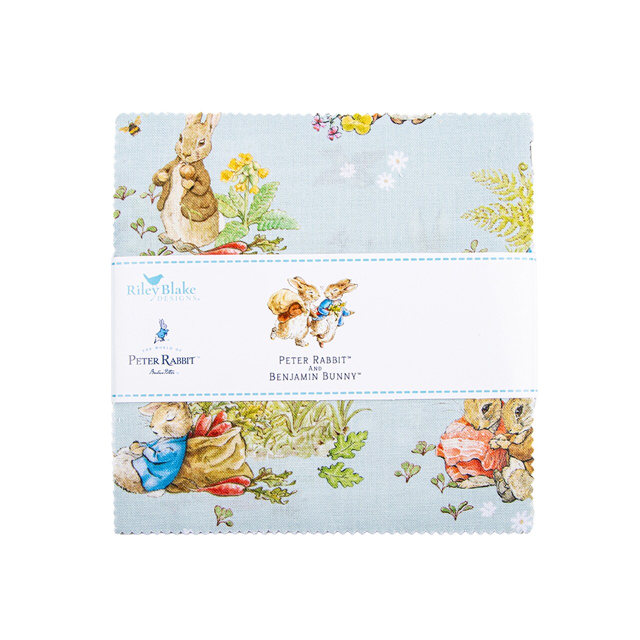 Peter Rabbit and Benjamin Bunny 5" Square Pack (Charm Pack / 5" Stacker) by Riley Blake Designs for Riley Blake (5-17250-42)